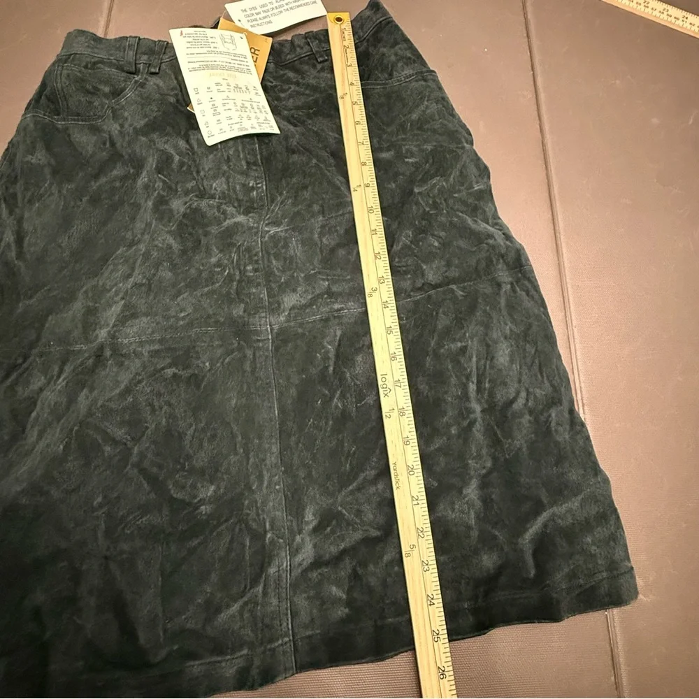 VTG Denim‎ & Co Leather Suede Black Skirt 3 Pockets Midi NWT 90s Biker Medium